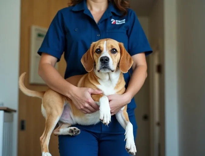 Technician respectfully transporting a deceased dog in Soldiers Hill