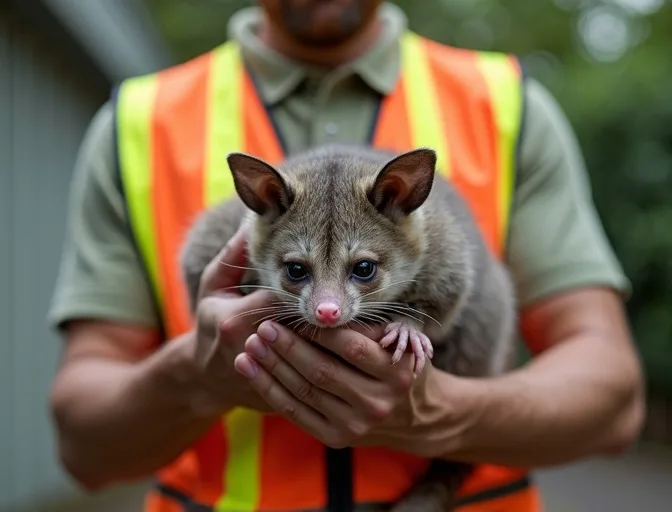 Animal handler safely recovering a deceased possum in Soldiers Hill